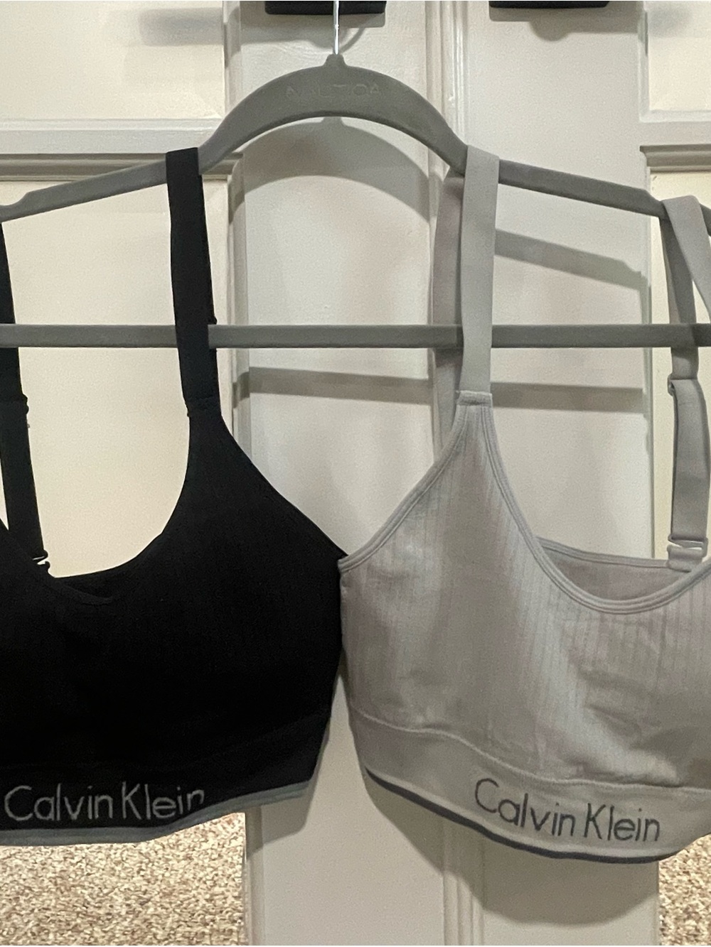 Calvin Klein Black & Light Gray Cotton Rib Bralette Duo